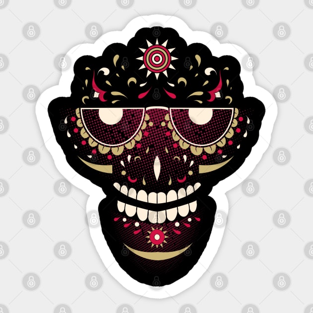 Day of the dead skull Sticker by monkeywizzzard